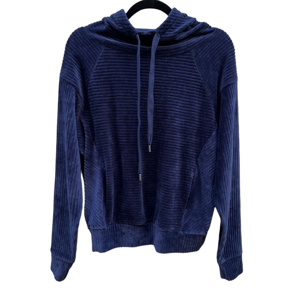 Zella Plush Corduroy Hoodie in Navy Peacoat NWT Size XS - Picture 2 of 12